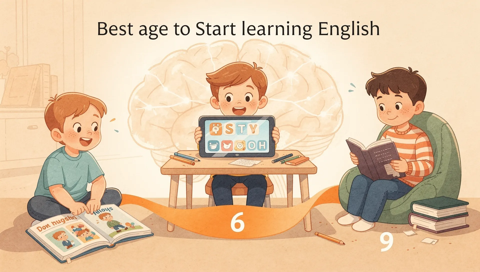 Children at different ages learning English