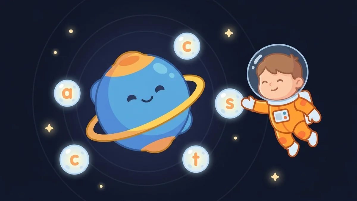 Un niño aprende los sonidos de las letras en inglés